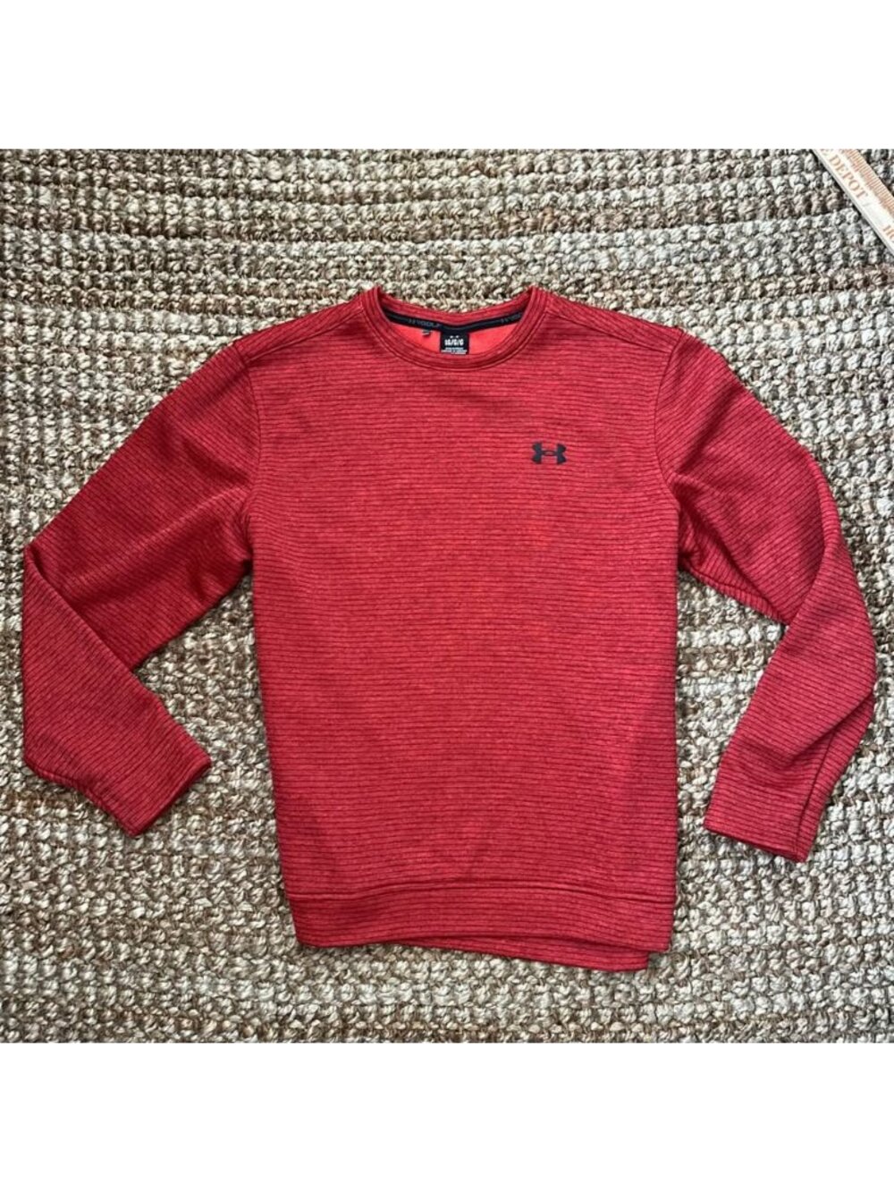 Under Armour Golf Men's Size Large LG Heather Red Fleece pullover Sweater Crewne